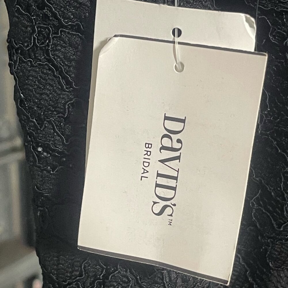 David’s Bridal One Shoulder Long Lace Dress Black Size 10 NWT - Picture 7 of 9